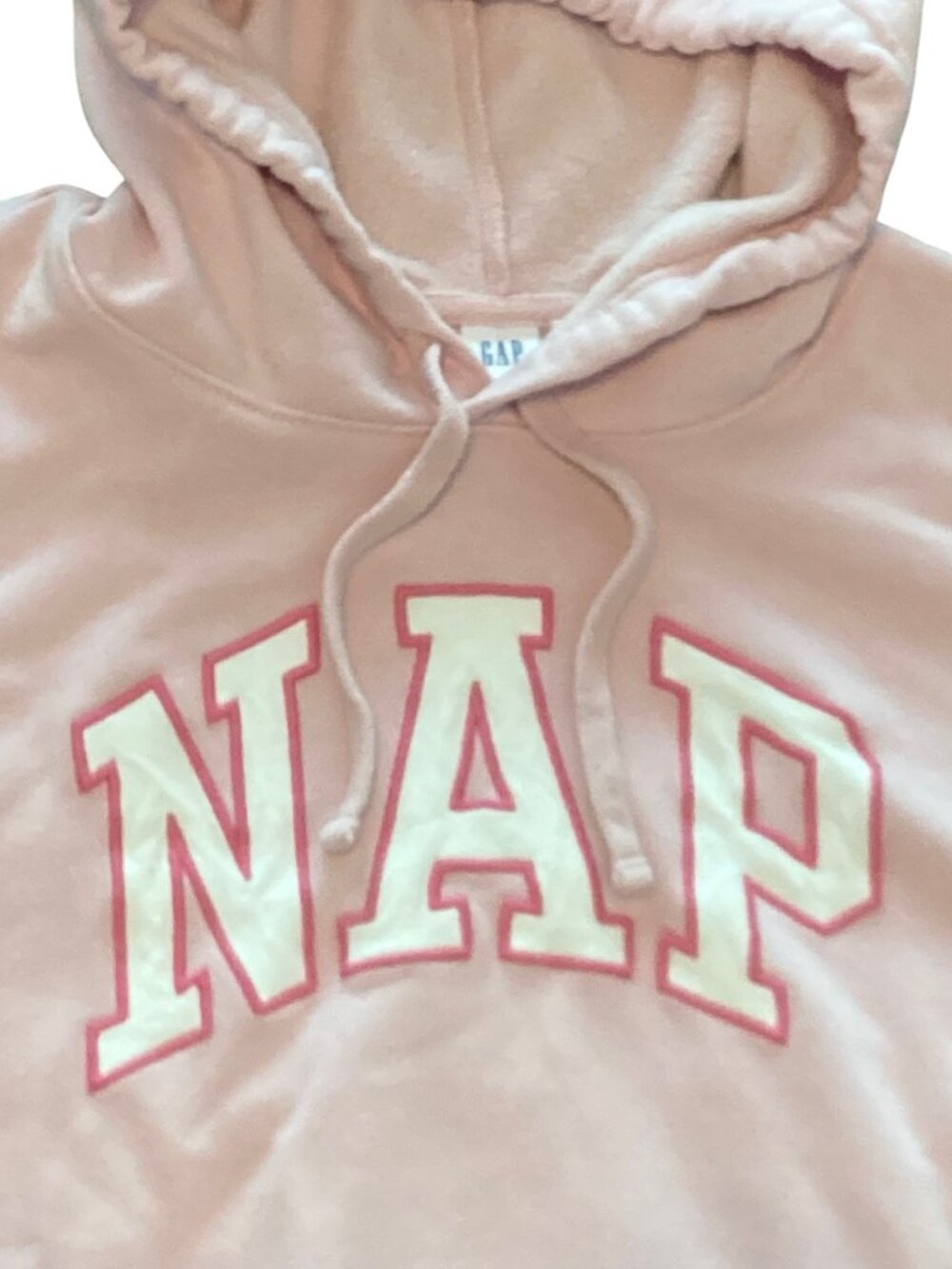 Women's GAP Oversized NAP Logo Hoodie Hooded Sweatshirt PINK Size Large